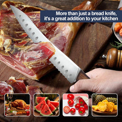 Serrated knife ideal for slicing bagels and cake at home