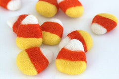 Set of 15 candy corn wool shapes for DIY crafts