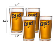 Set of four Cass Fresh beer glasses 255ml