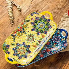 Bohemian floral pattern on ceramic serving plates