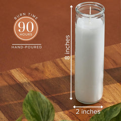 Set of 3 unscented white glass pillar candles for memorials