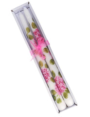 two 10-inch tall taper candles with 3/4 inch base