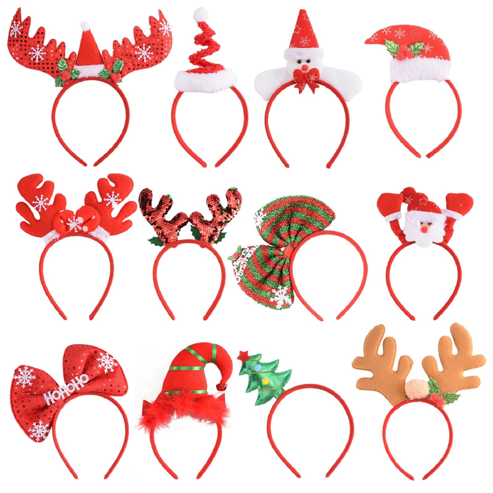 SEVEN STYLE holiday headbands assortment with reindeer and Santa designs