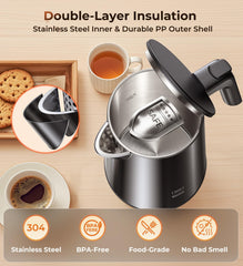 7 temperature settings control panel on kettle
