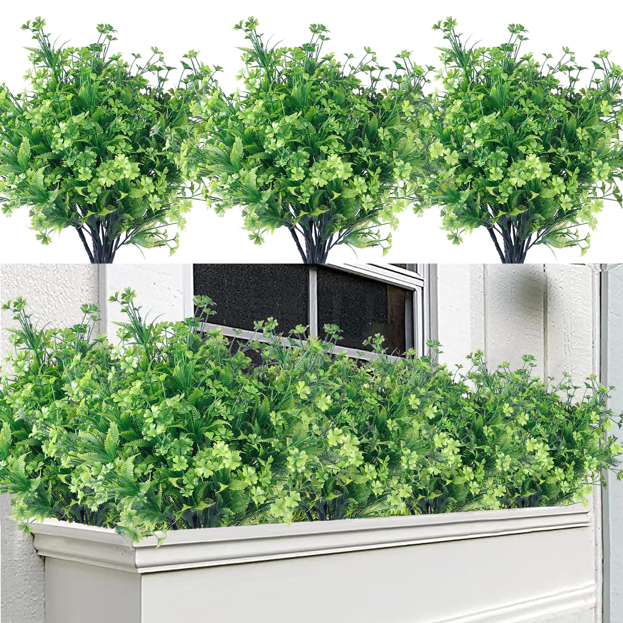 Sggvecsy artificial clover plant 12 bundles height 13.4 inches
