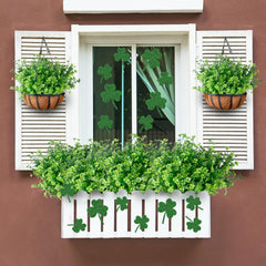 Green artificial shamrocks with textured leaves