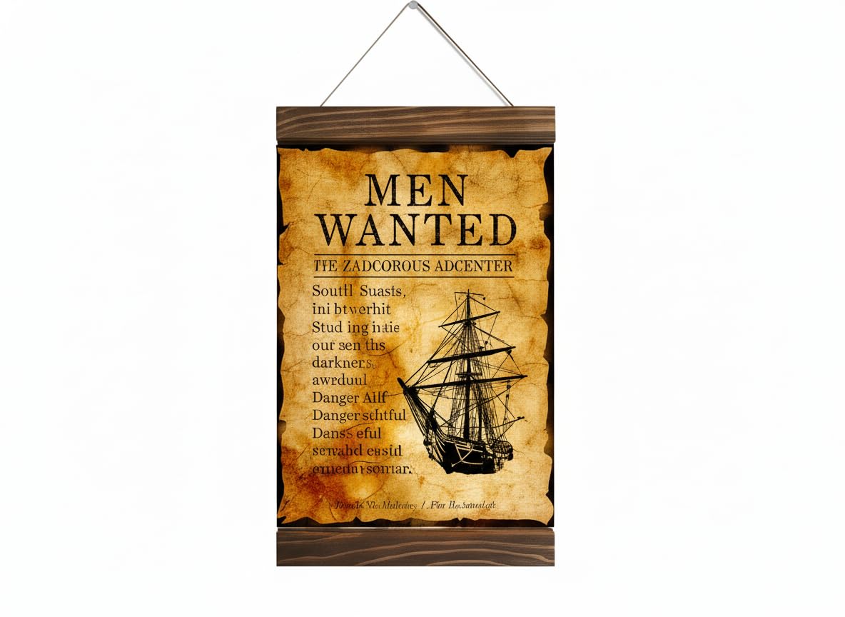 Shackleton Men Wanted poster on canvas with wood frame