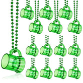 SHAOQINLIN 15 piece St Patricks Day shot glass necklace set 1oz plastic green