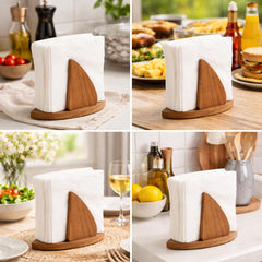 Acacia wood farmhouse decor napkin holder