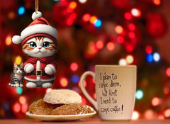 Shatterproof acrylic cat ornament close up