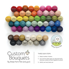 Felt balls 1 inch diameter on bouquet by Sheep Farm Felt