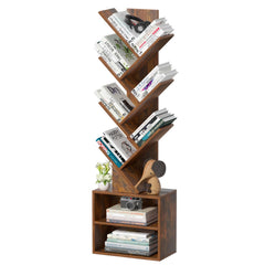 SHEEPAM 10 Tier Tree Bookshelf front view
