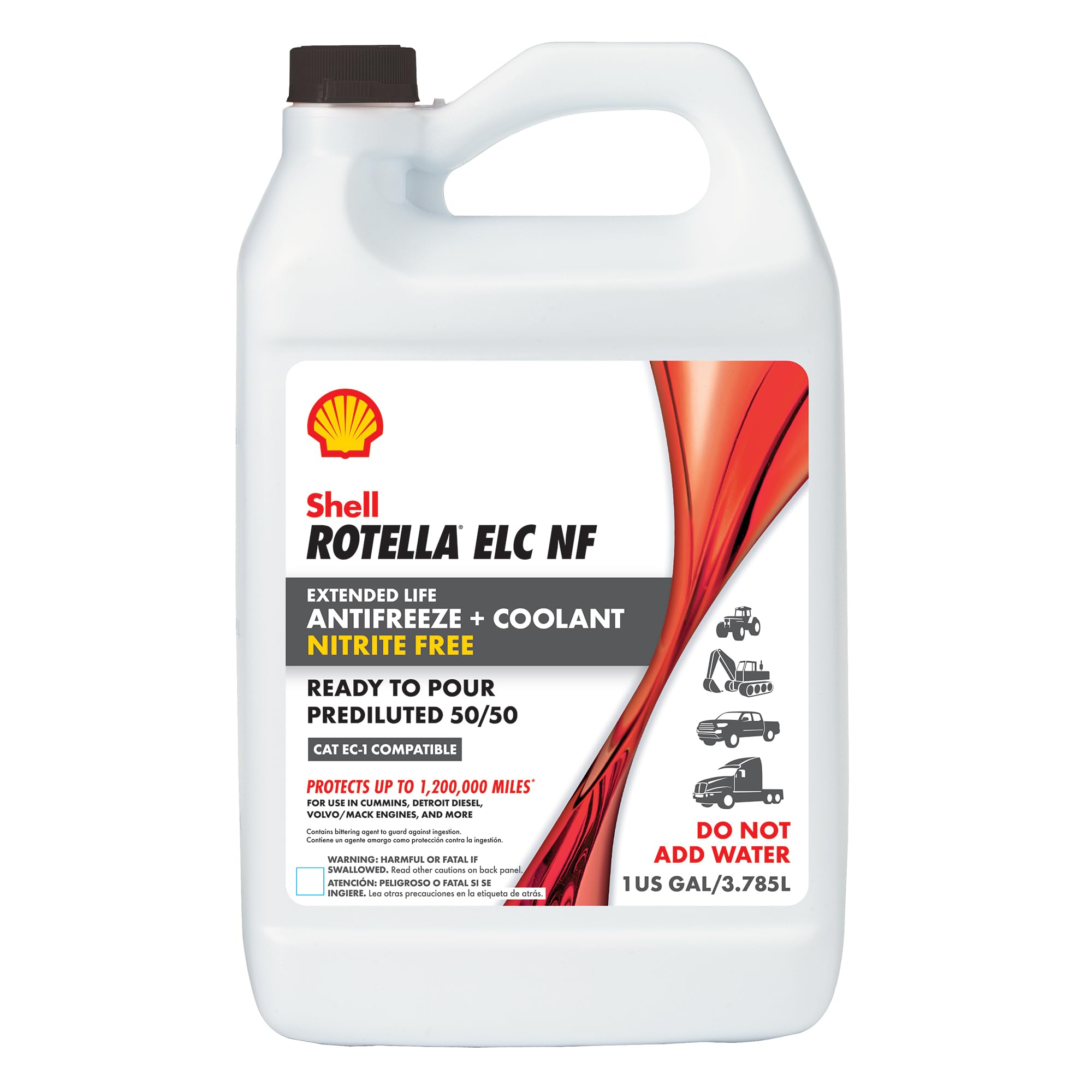 Shell Rotella nitrite-free extended life elc coolant bottle label