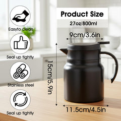 two-pack 800 ml stainless steel carafes for hot and cold