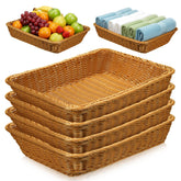 SHENLIU 4 pack wicker bread baskets on table