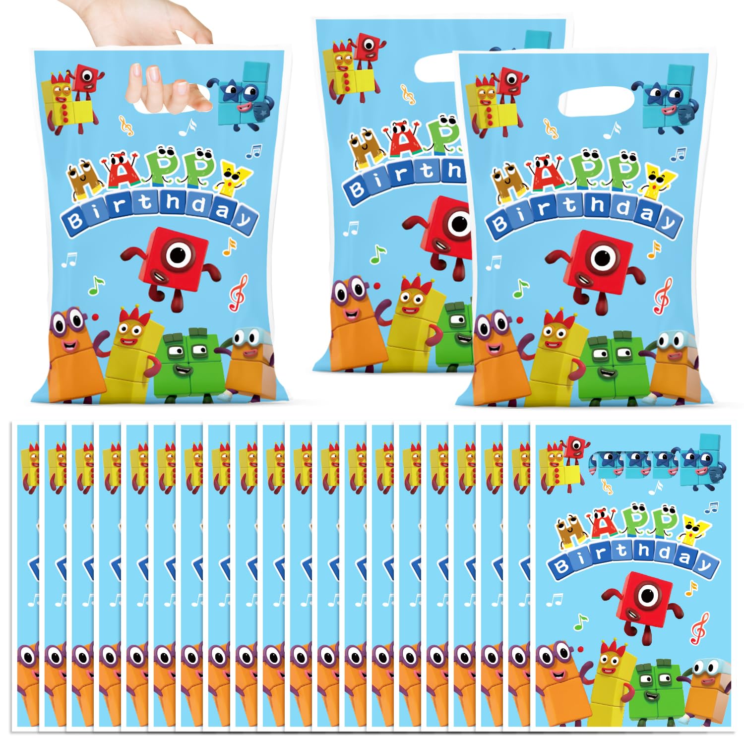 Shifigril 30Pcs Number Blocks Gift Bags set for birthday party decor