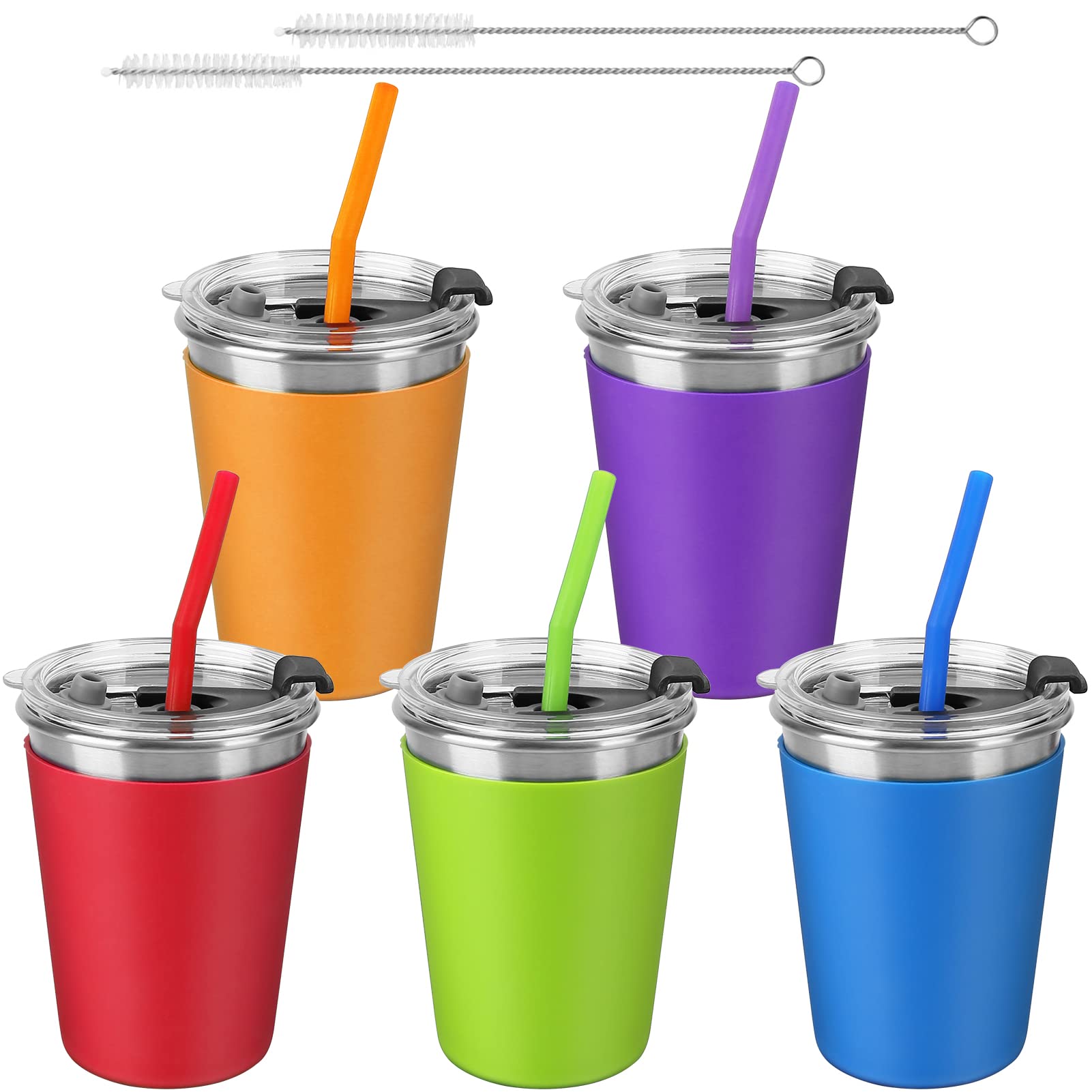 ShineMe 5Pack kids cups with sleeves and lids stainless steel