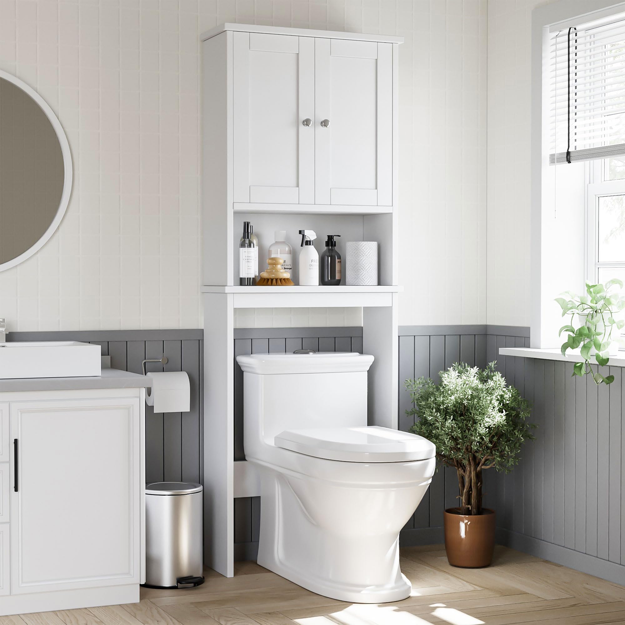 Shintenchi over the toilet storage cabinet white