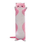 SHINUOER cute cat plush long body pillow pink color product front view