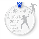 Personalized shot put ornament 3 inch clear acrylic