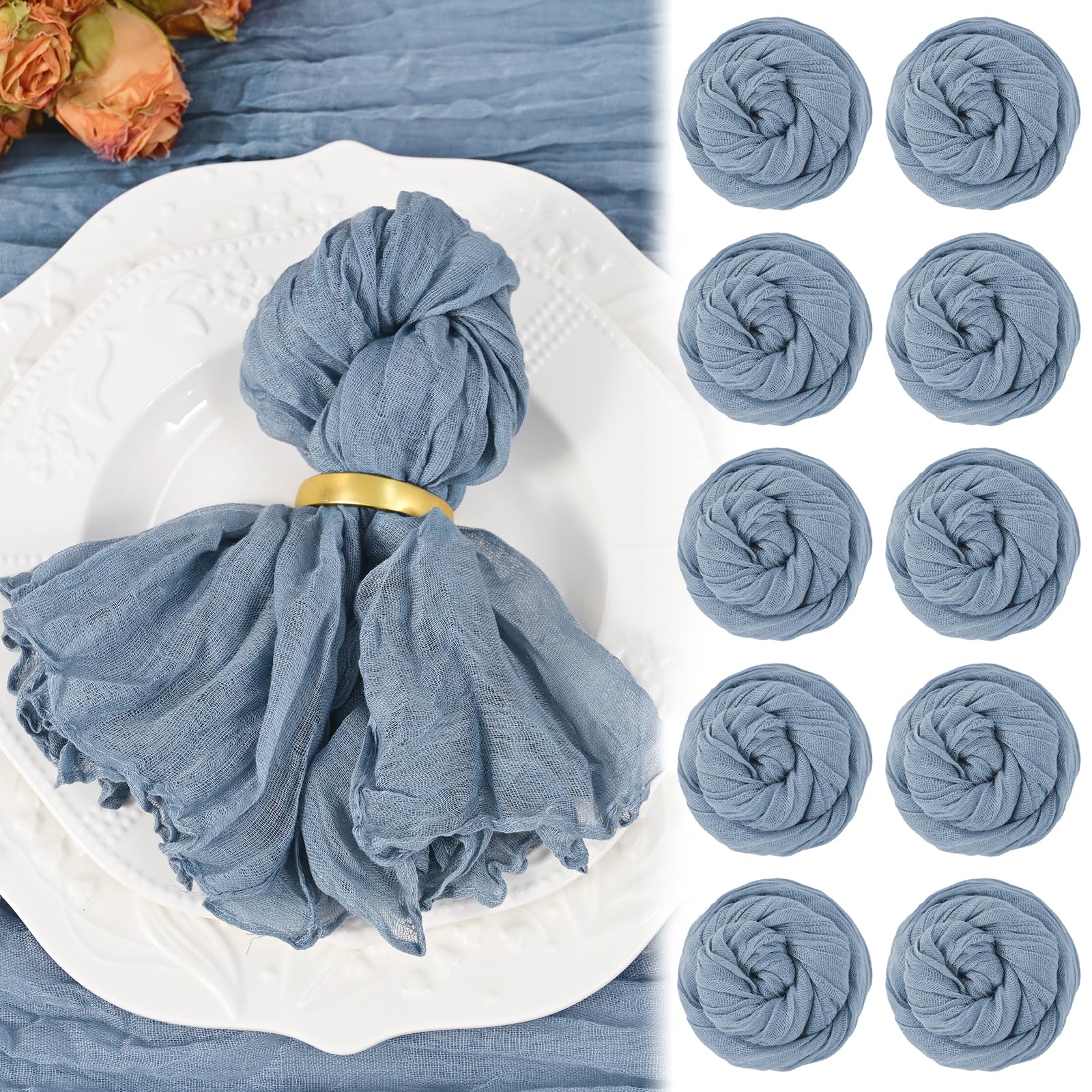 Showgeous dusty blue cheesecloth napkins 20x20 set of 10