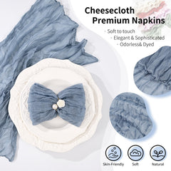 Gauze cloth napkins bulk 20x20 dusty blue rustic style