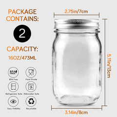 16oz regular mouth glass jars by Showvigor