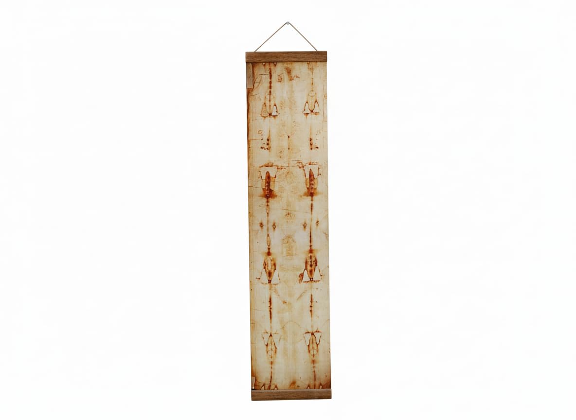 Shroud of Turin canvas print featuring Jesus Christ's face in a framed art
