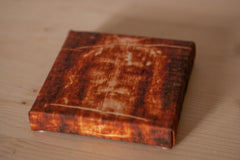 Shroud of Turin desktop canvas print with brown frame