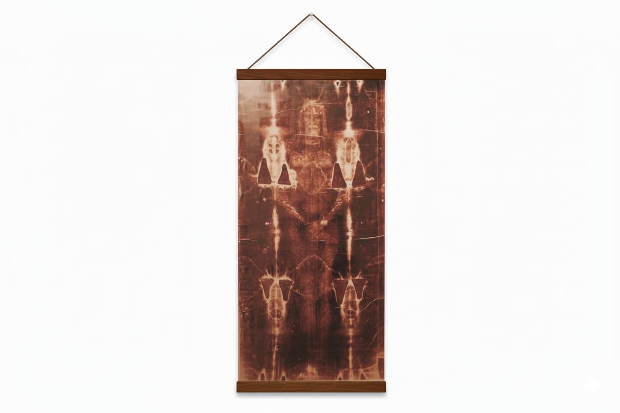 Shroud of Turin canvas print with wood frame for wall display