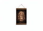 Shroud of Turin holy linen wood framed canvas print close up in compact small size