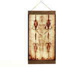 Shroud of Turin Jesus canvas print with natural wood frame