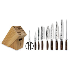 Shun Premier 10 Piece Block Set with 11-slot angled knife block