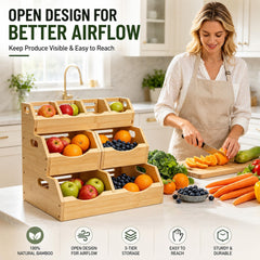 Side hooks for bananas and towels on pantry storage bin