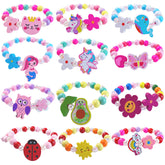 SIELEVIN 12 PCS Girls Bracelet for Kids set with unicorn mermaid beads