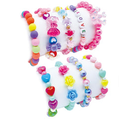 SIELEVIN 9 piece kids bracelet set with candy bow and pink crown designs