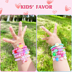 Beaded bracelet designs including flowers butterflies and LOVE lettering