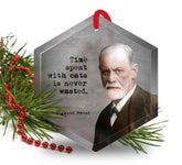 Sigmund Freud glass Christmas ornament 3 1/2 x 4 inches