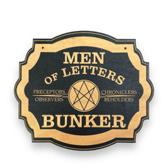 Sign BLACK Men of Letters Bunker 10x8 real wood wall sign