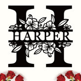 SIGN Custom Metal Name Sign with last name monogram outdoor wall decor