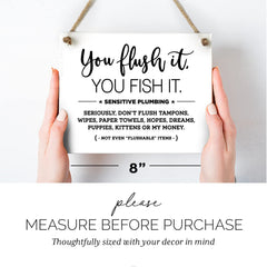 Durable washable sign for bathroom decor