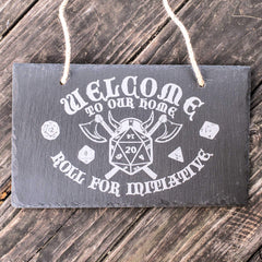 Slate sign with unattached string for hanging