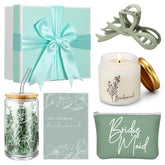 SiliFine bridesmaid glass cup with bamboo lid in sage green