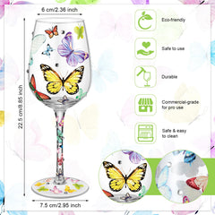Long stem butterfly wine glass from SiliFine 4-piece set
