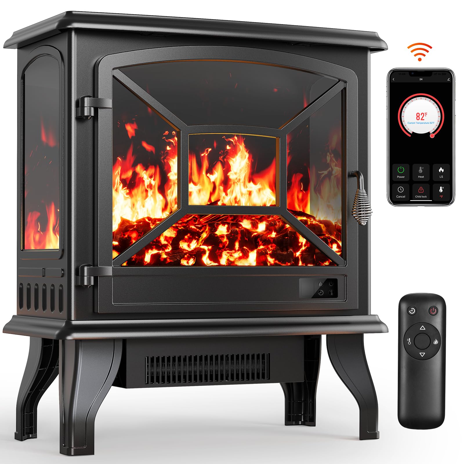 Silonn 24 inch electric fireplace heater front view
