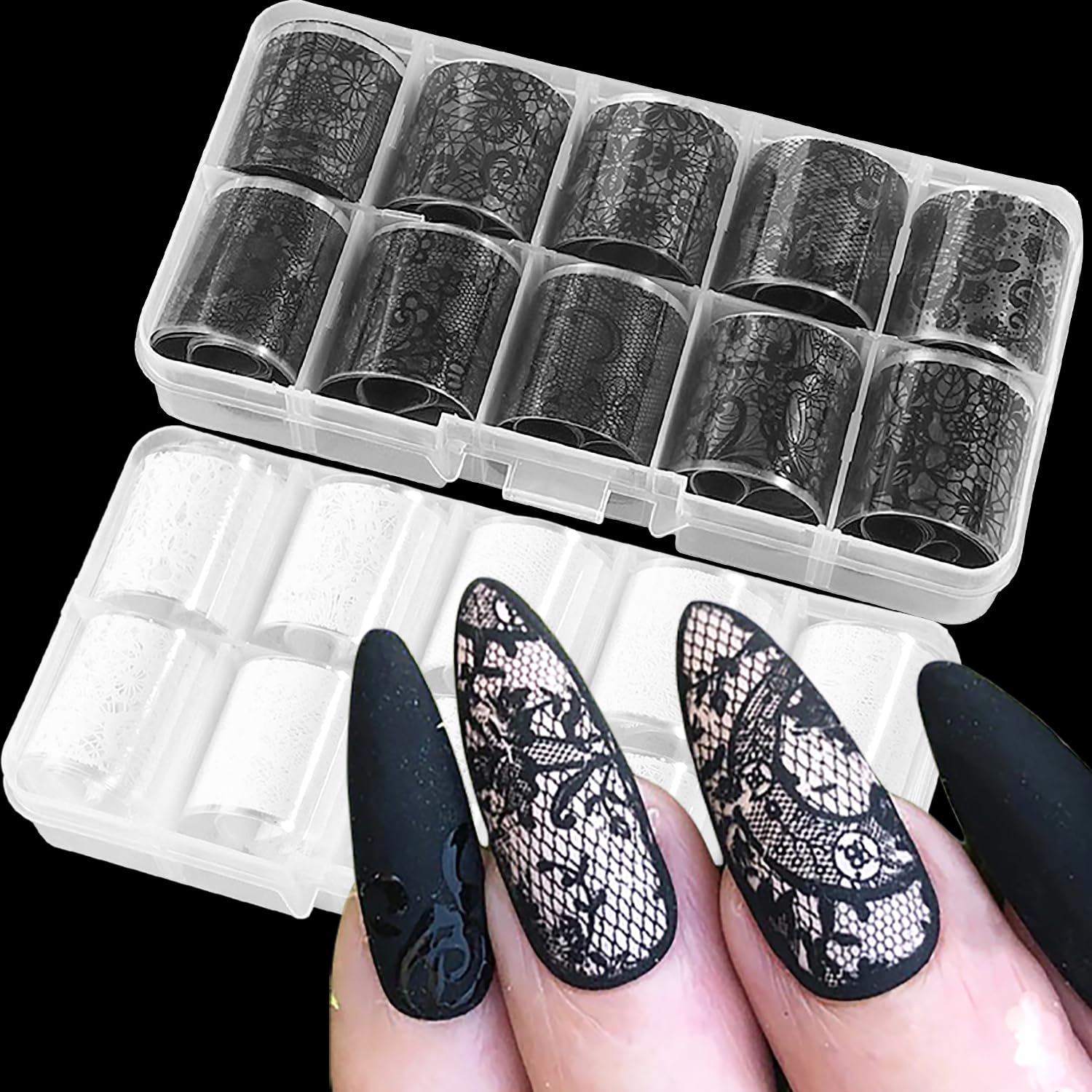 SILPECWEE lace nail foil white design