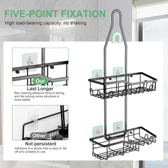 Rustproof two-tier shower organizer design with space for products