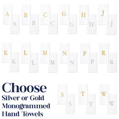 Silver monogrammed guest napkins by AMERICAN HOMESTEAD linen-feel texture