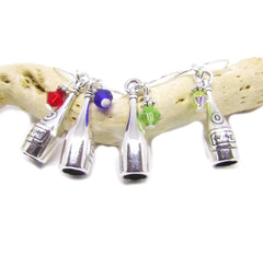 Wine glass charm with colored Swarovski crystal accent