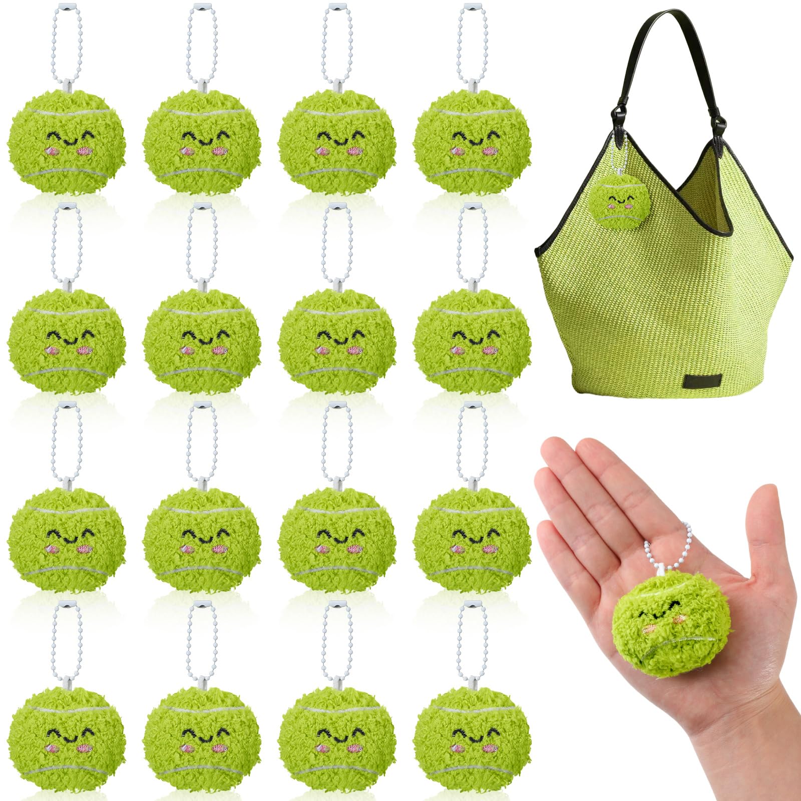 Simgoing tennis keychain 15pcs with smiley plush ball